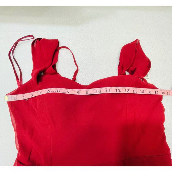 CITY STUDIOS 17 Red Cardinal Cold Shoulder Lace-Up Front-Slit Gown NWT B45 *flaw - Picture 10 of 10